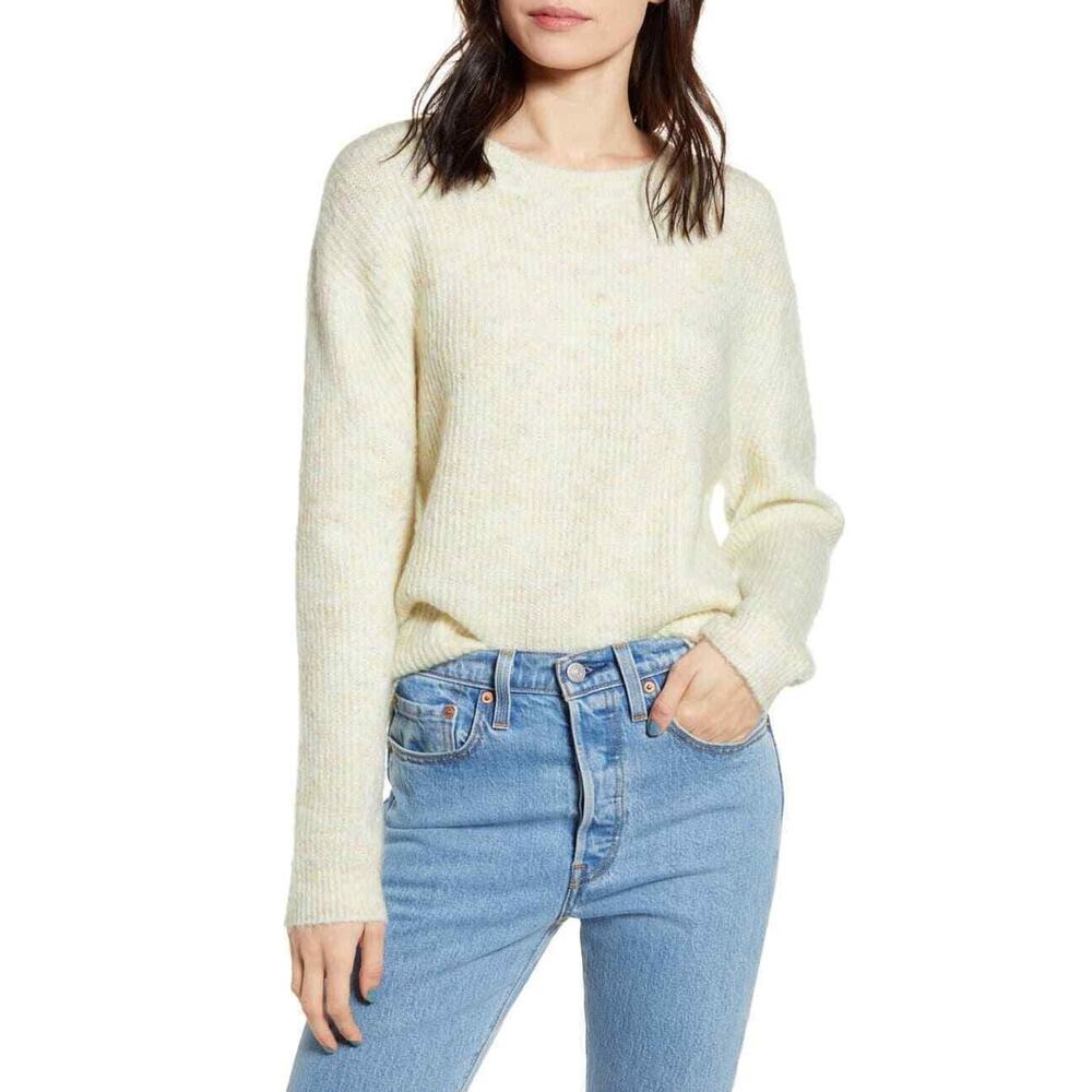 #156 BP Sweater Womens Small Mari White Multicolored Confetti Pullover New